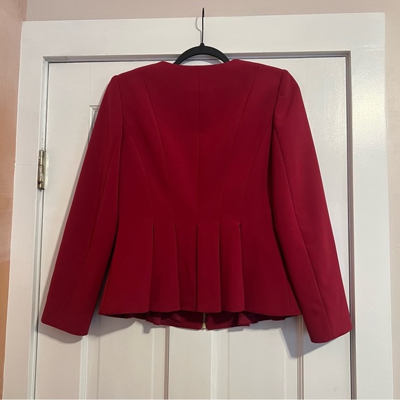DONNA KARAN RED RASPBERRY FUCHSIA PEPLUM BLAZER JACKET SIZE 4 - Picture 2 of 7